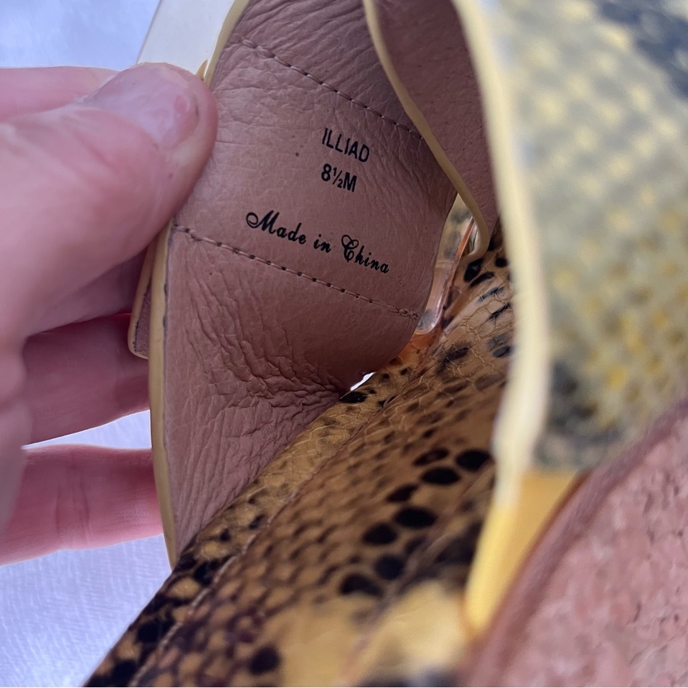 Donald J Pliner Sabrina yellow Python Snake print cork wedge sandals size 8.5 - Picture 8 of 8